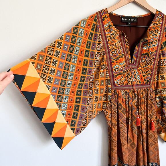 Anthropologie Tanvi Kedia Embellished Tassel Sumana Dress Size S - Picture 3 of 10